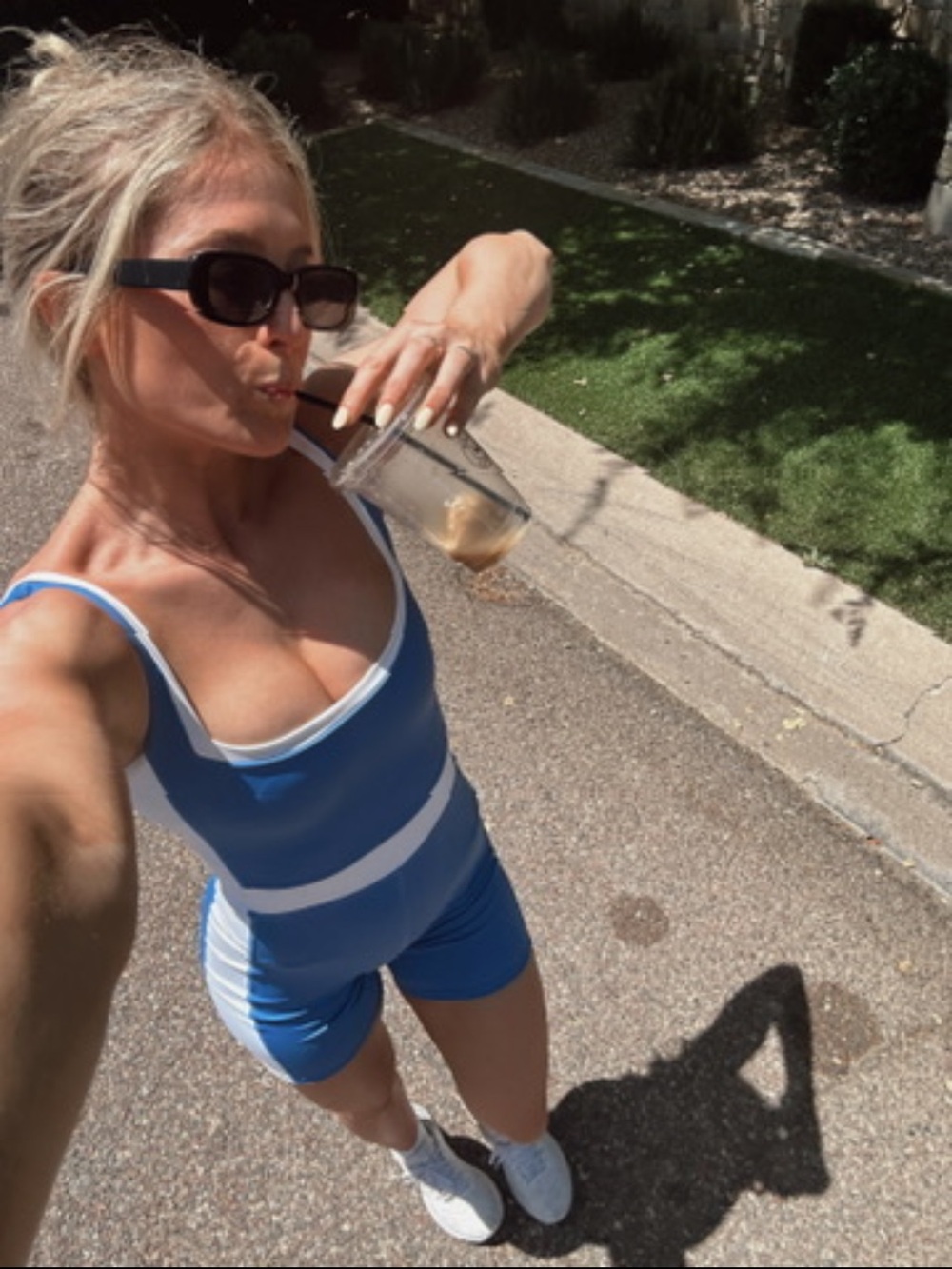 Blue & White Women's Active Romper - Yllw the label